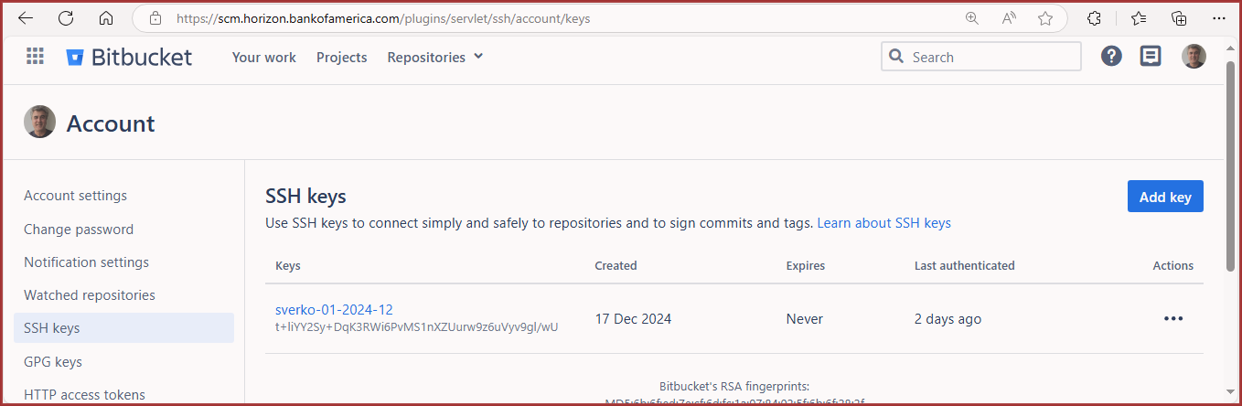 Viewing all Bitbucket keys